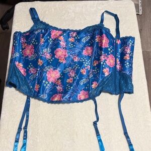 Blue floral lingerie corset